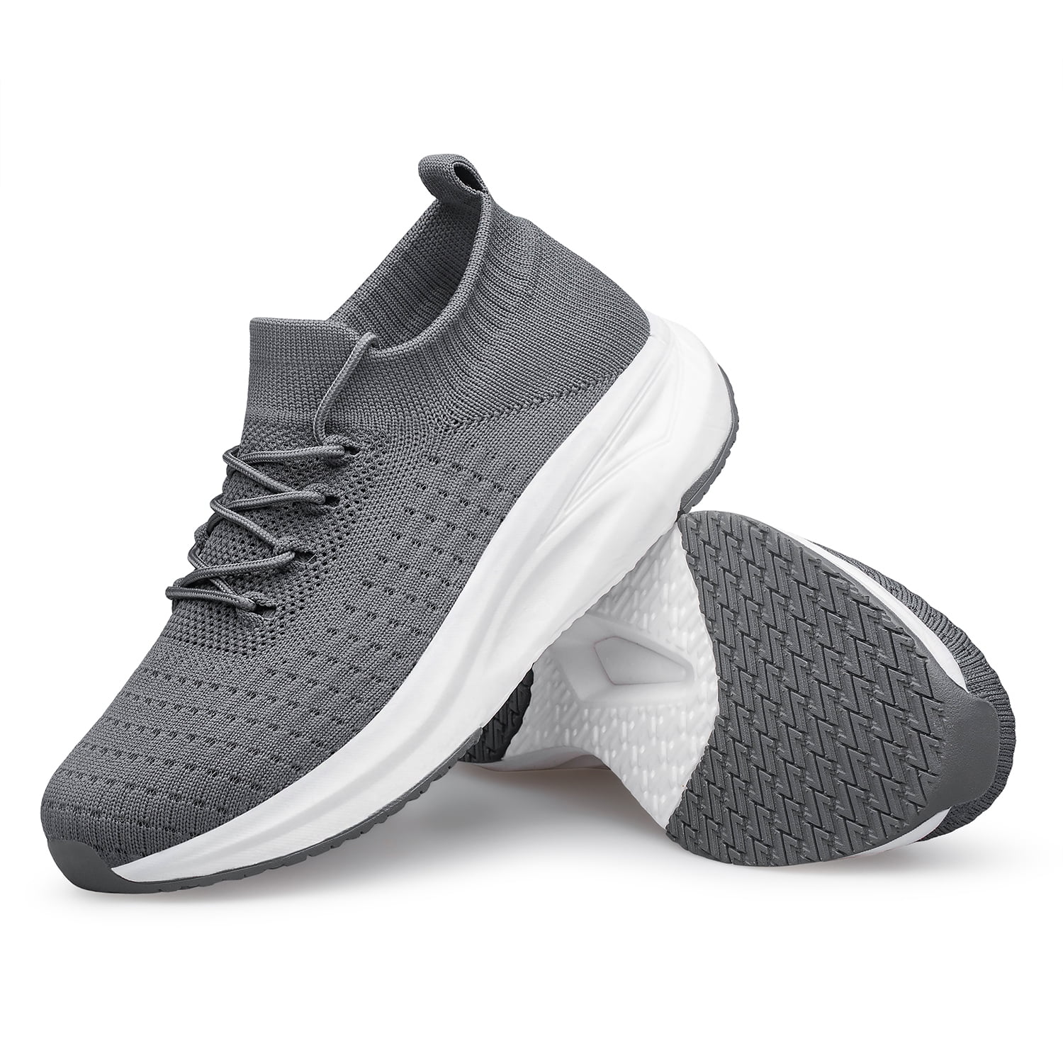 vibdiv Mens Walking Shoes Non Slip Running Shoes Slip on Lightweight Breathable Sock Shoes Athletic Workout Gym Sneakers Grey Size 10