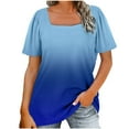 thumbnail image 1 of Camiseta informal de manga corta con cuello cuadrado y estampado para mujer Fridja  bn3193, 1 of 5