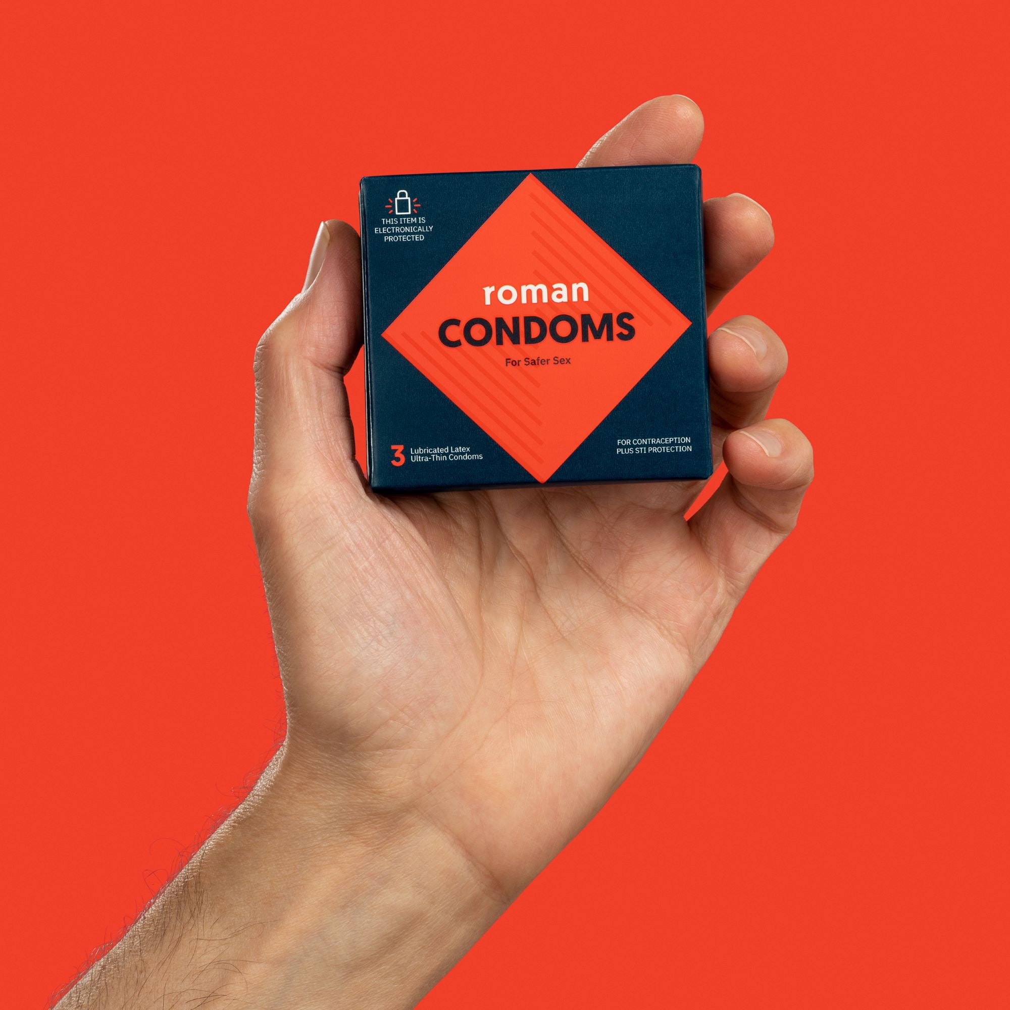 Roman Ultra Thin Condoms, 100% Natural Latex Lubricated Condoms, FSA/HSA Eligible, 3 Pack