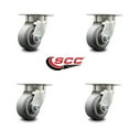 thumbnail image 2 of 4 Inch Kingpinless Thermoplastic Rubber Wheel Swivel Top Plate Caster Set of 4, 2 of 2