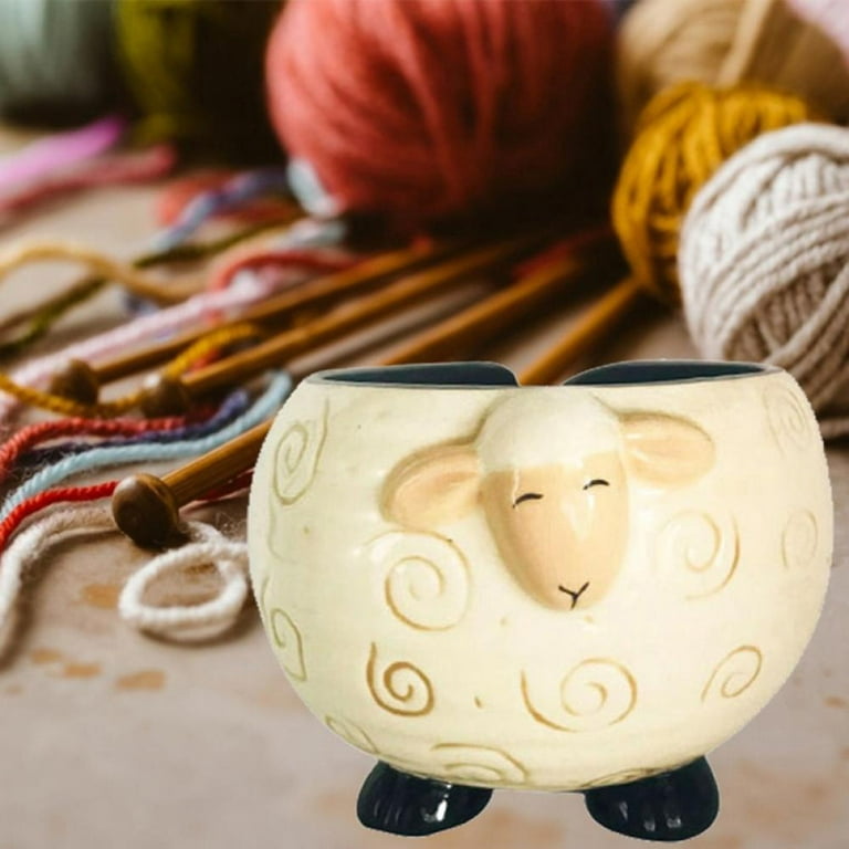 Sheep Ceramic Yarn Bowl Large Knitting Bowl, 6.7 x 4.7 Inches