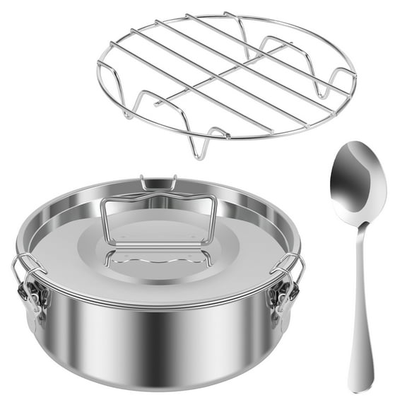 Stainless Steel Flan Mold with Lid and Handle 1.5 Quart Capacity Flan Pan with Steam Rack and Spoon Round Flan Maker Dishwasher Safe Flanera Flan Mold for Baking