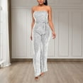 thumbnail image 2 of Women's Sleeveless Strapless Sequined Jumpsuit Party Wear Evening Dress Elegant Sparkly Clubwear Formal Outfit, 2 of 2