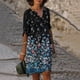 thumbnail image 1 of Puntoco Vestido De Manga Corta Con Cuello En V, Vestido Hasta La Rodilla Con Cuello En V Y Manga Corta Estampado Informal De Verano Para Mujer Negro S, 1 of 5