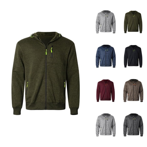 Casual Jackets for Men 2025 Fall Winter Jacquard Long Sleeve Zip Up Hooded Jacket with Pockets Outerwear Coat Hoodie