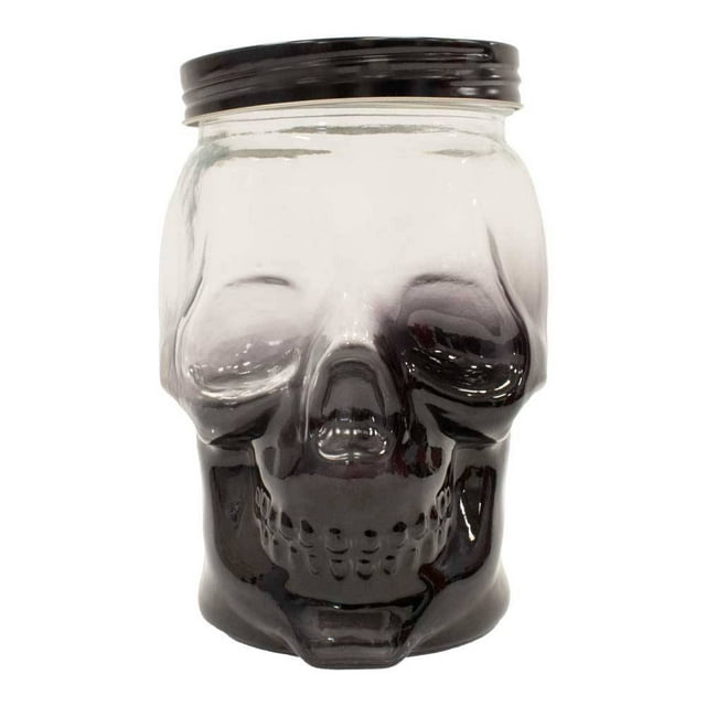 Contenedor con Tapa Way To Celebrate! de Vidrio Diseño Calavera Tapa de Metal 1.4 Litros