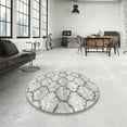 thumbnail image 4 of Ahgly Company Machine Washable Indoor Round Contemporary Dark Goldray Area Rugs, 9' Round, 4 of 7