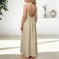 thumbnail image 5 of HOWPAY Dresses for Girls Sleeveless Swing Flowy Dresses Spaghetti Strap Solid Color Lightweight Summer Loose Fit Beach Casual Sundress Khaki, 5 of 6