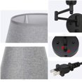 thumbnail image 3 of Luz De Pared Con Brazo Oscilante, Luces De Pared Modernas Con Pantalla De Lino, Instalación Enchufable O Montada, Enchufe E27 Para Dormitorio, Sala De Estar, Oficina 2 Piezas Guardurnaity HA026948-01, 3 of 7