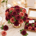 thumbnail image 2 of Roses Artificial Flowers 25pcs Realistic Fake Roses W/Stem for DIY Bouquets Pink, 2 of 7