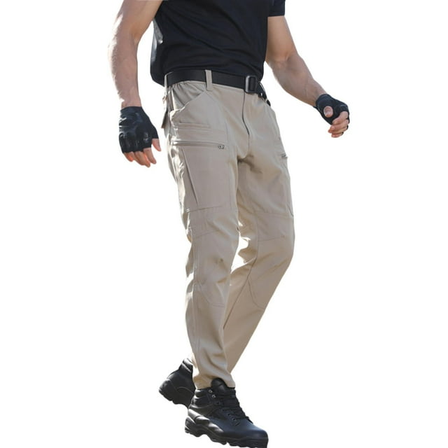 ZACPNCV Pantalon Cargo Homme Léger pour Randonnée, Pantalon de Travail Extérieur avec Multi-Poches Kaki