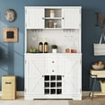 thumbnail image 2 of Coffee Bar Cabinet with Storage,Farmhouse Wine Cabinet with Drawers Shelves and Cabinets,Kitchen Cabinet Wine & Glass Racks for Dining Room,Kitchen,Off White, 2 of 7