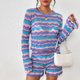 thumbnail image 1 of Conjunto De 2 Piezas Para Mujer Conjuntos de top y pantalones cortos de manga larga para mujer Slim Fit Knit Casual Cuello redondo Ropa diaria Cgtredaw Púrpura M para Mujer, 1 of 8