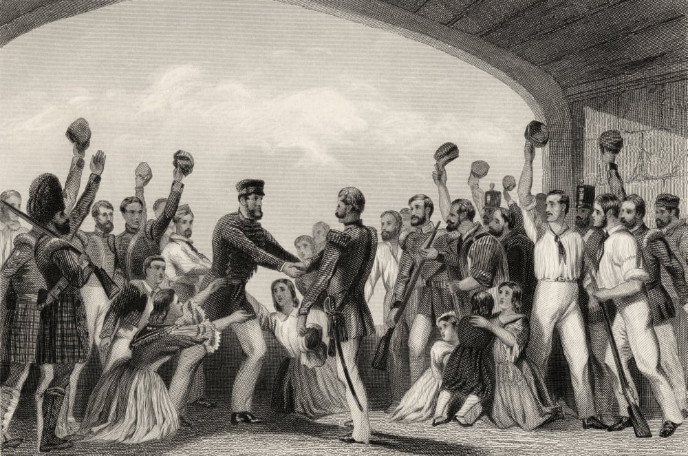 The Relief Of Lucknow By General Havelock September 25 1857 Major General Sir Henry Havelock 1795 To 1857 Britsh General From The History Of The Indian Mutiny Published 1858 Canvas Art - Ken Welsh De