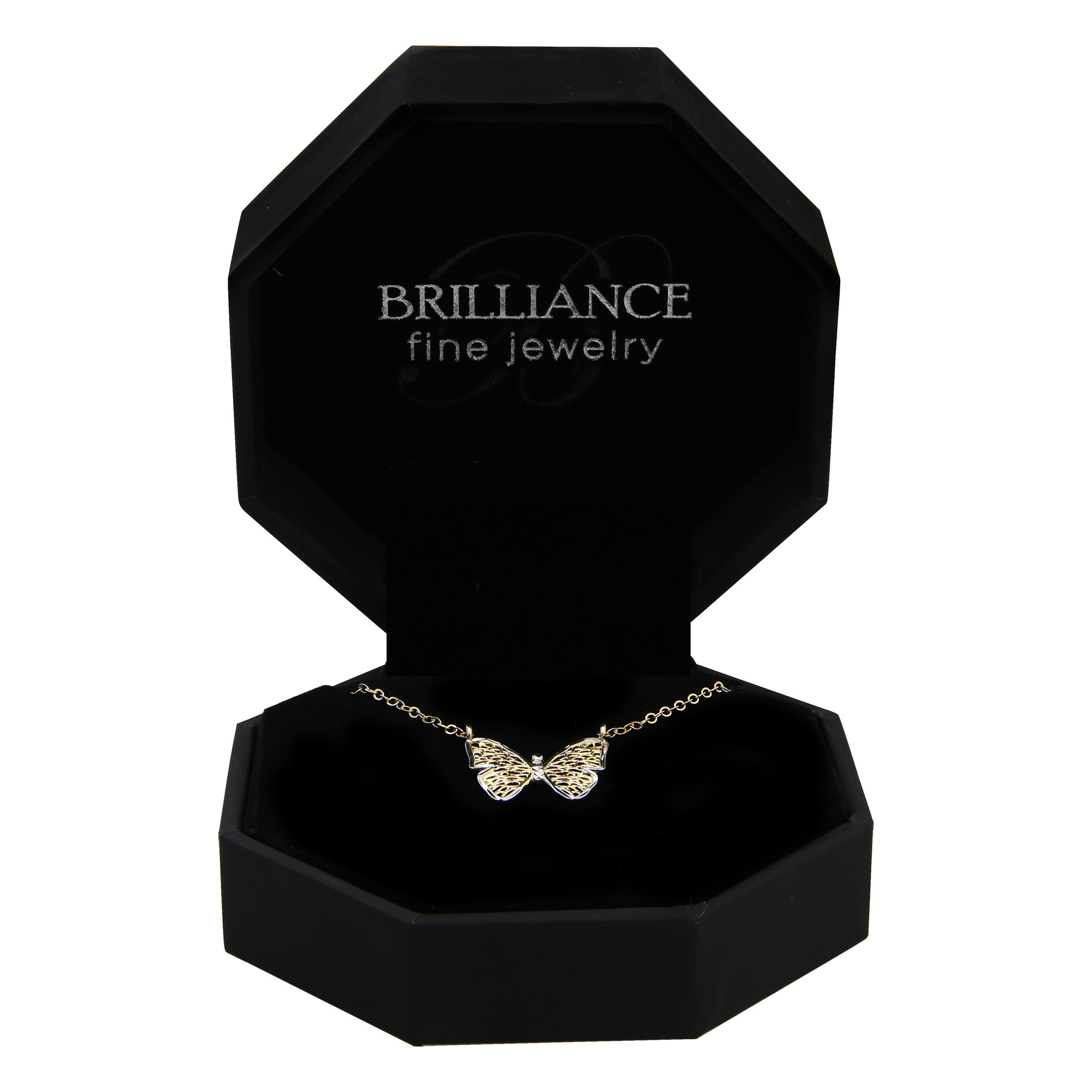 Brilliance Fine Jewelry 10KT Two-Tone Gold Butterfly Necklace with 18" Gold Filled Chain