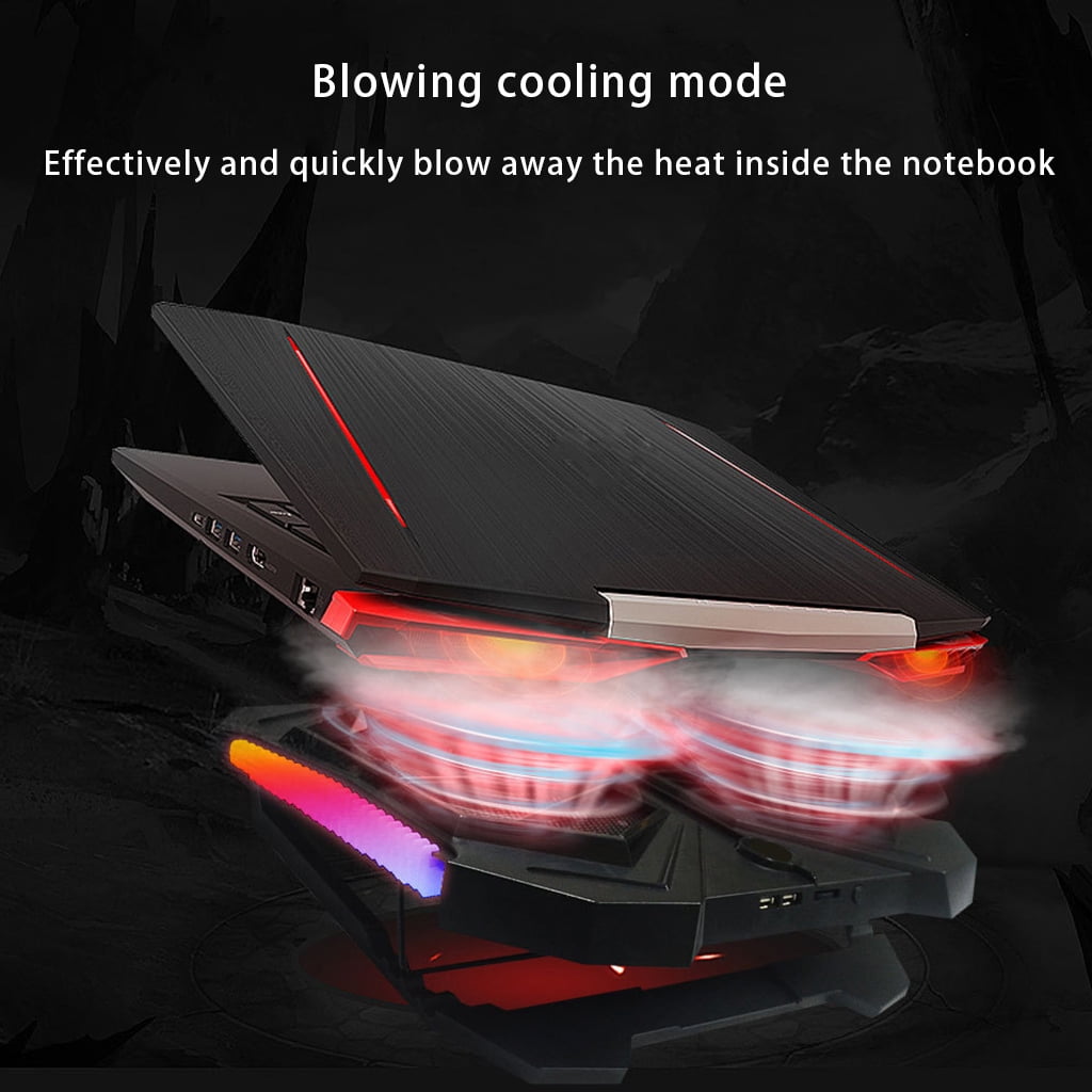 Laptop Cooler Fan Portable Notebook Cooling Base Dual Turbo RGB Fan for 11-16in