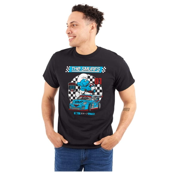 The Smurfs Kanji High Speed Racecar Men's Graphic T Shirt Tees Brisco Brands S