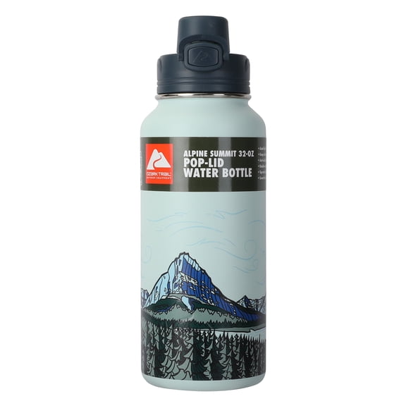 Ozark Trail 32 oz Stainless Steel Insulated Pop Lid Water Bottle, Alpine Summit