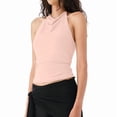 thumbnail image 2 of Women'S Casual Halter Neck Draped Front Open Back Tank Top Light Pink L, 2 of 8
