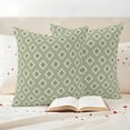 thumbnail image 3 of Sage Green Boho Geometric Outdoor Waterproof Pillow Covers, Country Abstract Pattern Decorative Square Throw Pillowcase Sofa Cushion Sham for Patio/Couch/Chair, 16"x16" 2 Pack, 3 of 8