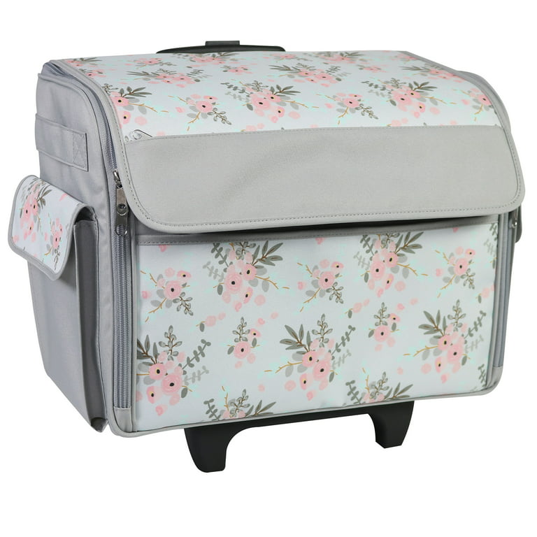 Everything Mary Rolling Sewing Machine Tote,Floral-with Wheels and  Handle,Arts
