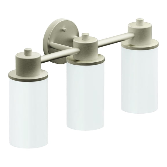 Moen Iso Brushed Nickel 3-Light Dual-Mount Bath Bathroom Vanity Fixture with Frosted Glass