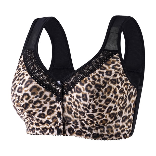 Brasieres de Mujer Sujetador con Aros y Estampado Animal, Cierre Frontal, Tirantes Ajustables, Cobertura Total, Comodidad, Soporte sin Aros, Talla Grande Grande
