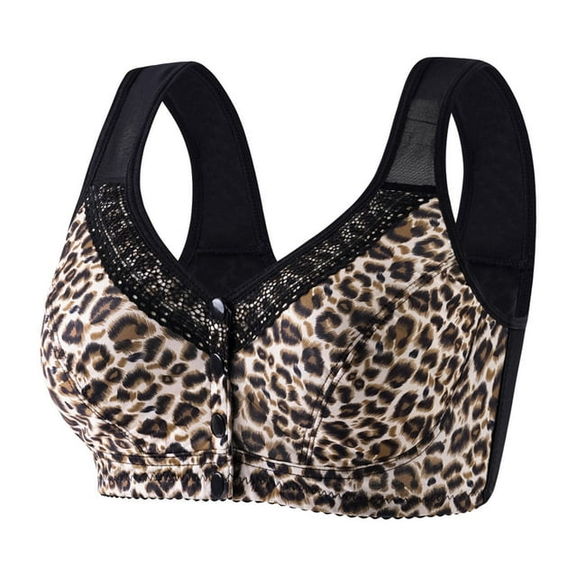 Brasieres de Mujer Sujetador con Aros y Estampado Animal, Cierre Frontal, Tirantes Ajustables, Cobertura Total, Comodidad, Soporte sin Aros, Talla Grande Grande