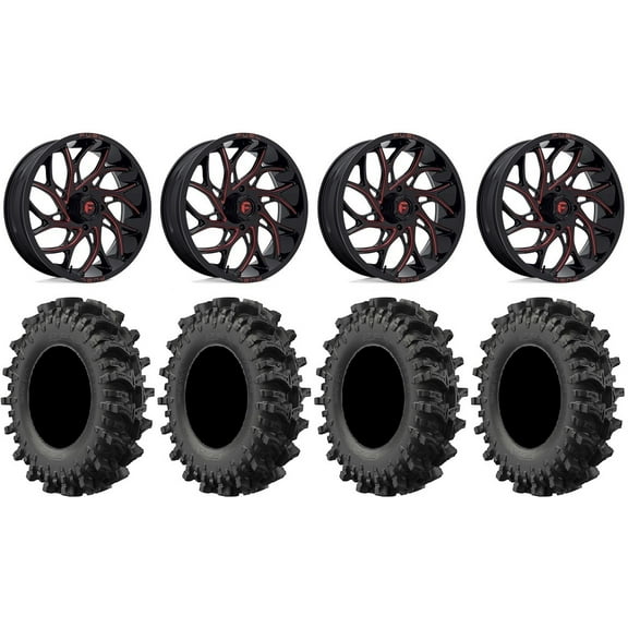 Fuel Runner 20" Wheels Red 33" MotoSlayer Tires Can-Am Commander Maverick Renegade Outlander Defender