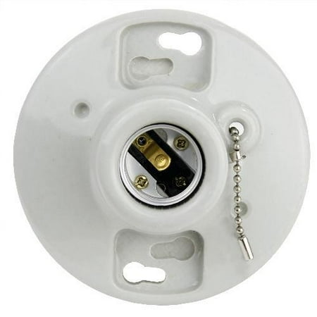 Porcelain Lampholder - SUNLITE E198 Porcelain Lamp Holder with Pull Chain
