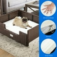 thumbnail image 3 of Dextrus Rattan Dog Bed with Cushion for Medium Small Dogs and Cats, Indoor Outdoor Pet Bed with Beige Cushion,24.8''L*19.7''W*9.8''H, 3 of 6