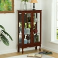 thumbnail image 4 of Miniyam 3 Tier Curio Cabinet Lighted Curio Diapaly Cabinet with Adjustable Shelves and Mirrored Back Panel,Cherry, 4 of 14