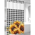 thumbnail image 4 of Spring Sunflower No Hook Shower Curtain Waterproof,Bathroom Curtains with Snap in Liners and See Through Top Window,Black White Buffalo Plaid Yellow Floral Hotel Bathtub Curtains Shower 36"Wx72"L, 4 of 8