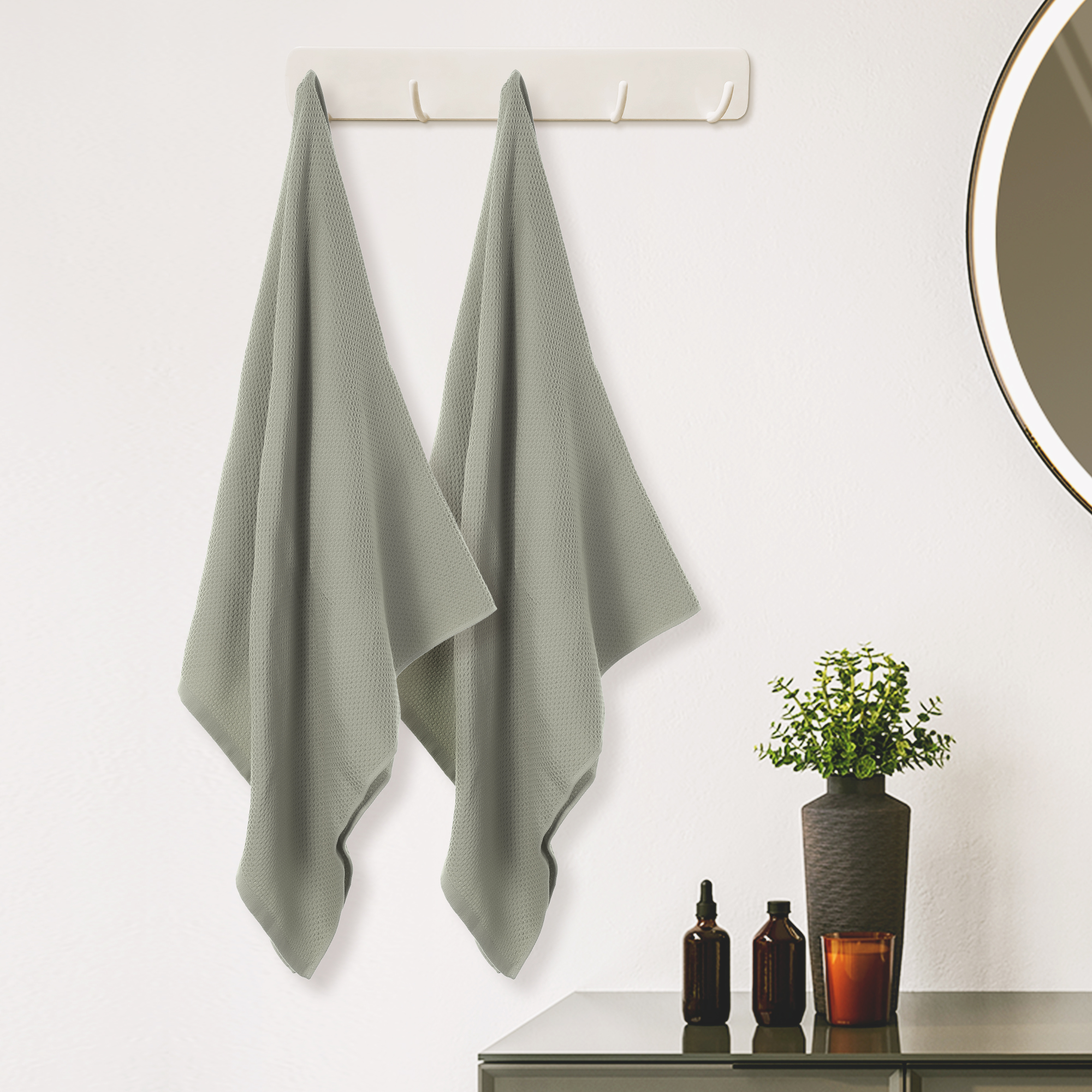 REGALWOVEN Waffle 2 Pack Cotton Bath Towel Set, Soft, Highly Absorbent, Quick Drying Towels for Bathroom Brown 28" x 56"