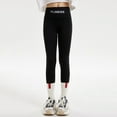 thumbnail image 2 of Girls Leggings Spring Summer Pure Color Letter Printing Leggings High Waisted Slim Fit Cargo Pants Girls Black 14 Years-16 Years, 2 of 7