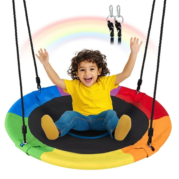 Naipo 40-inch Heavy-Duty Tree Swing Saucer for Kids & Adults – 600 lbs Weight Capacity, Waterproof Oxford Nylon Rope, Detachable Design, Indoor & Outdoor Backyard Playground Swing Set