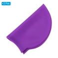 thumbnail image 3 of Uxcell Silicone Swim Caps Unisex NonSlip Pool Caps Waterproof Elastic Swimming Hats Purple 2 Pack, 3 of 5