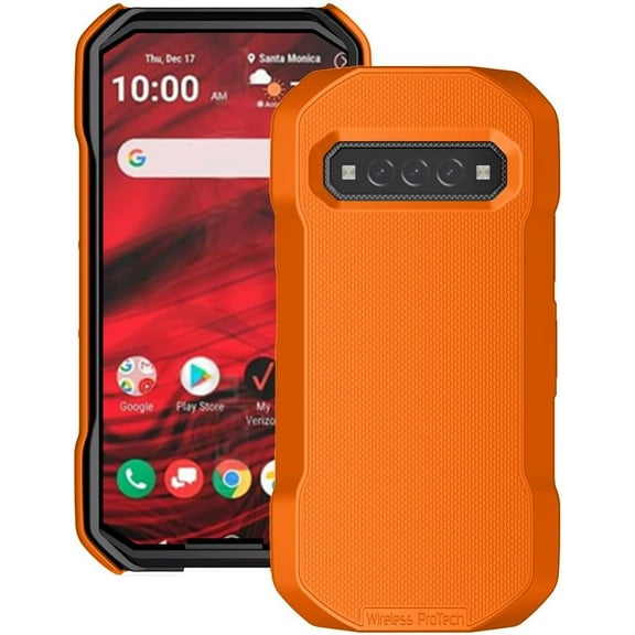 Wireless PROTECH Case Compatible with Kyocera DuraForce PRO 3 (E7200), Protective Textured Case and Screen Protector (Orange)