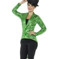 thumbnail image 2 of Women's Green Sequin Magician Showrunner Tailcoat Jacket Costume Large 14-16, 2 of 2