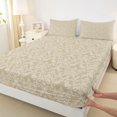 thumbnail image 4 of jejeloiu Classic Damask King Sheets,Vintage Pattern Bedding For Adults,Beige Cream,4-Piece,1 Flat Sheet, 1 Fitted Sheet and 2 Pillowcases, 4 of 6