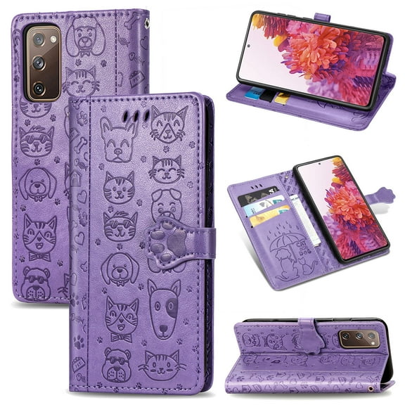 Allytech Galaxy S20 FE 5G Case, Galaxy S20 FE Case Wallet, Premium PU Leather Folio Flip Stand Cover With Hand Strap Credit Cards Holder Wallet Case for Samsung Galaxy S20 FE 5G, Purple
