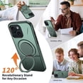 thumbnail image 6 of For iPhone 13 Ultra Slim Hybrid TPU+PC Protective Cover with Metal Rotation Holder , Compatible MagSafe, Military Grade Shockproof Phone Case Cover,Green,For iPhone 13, 6 of 7
