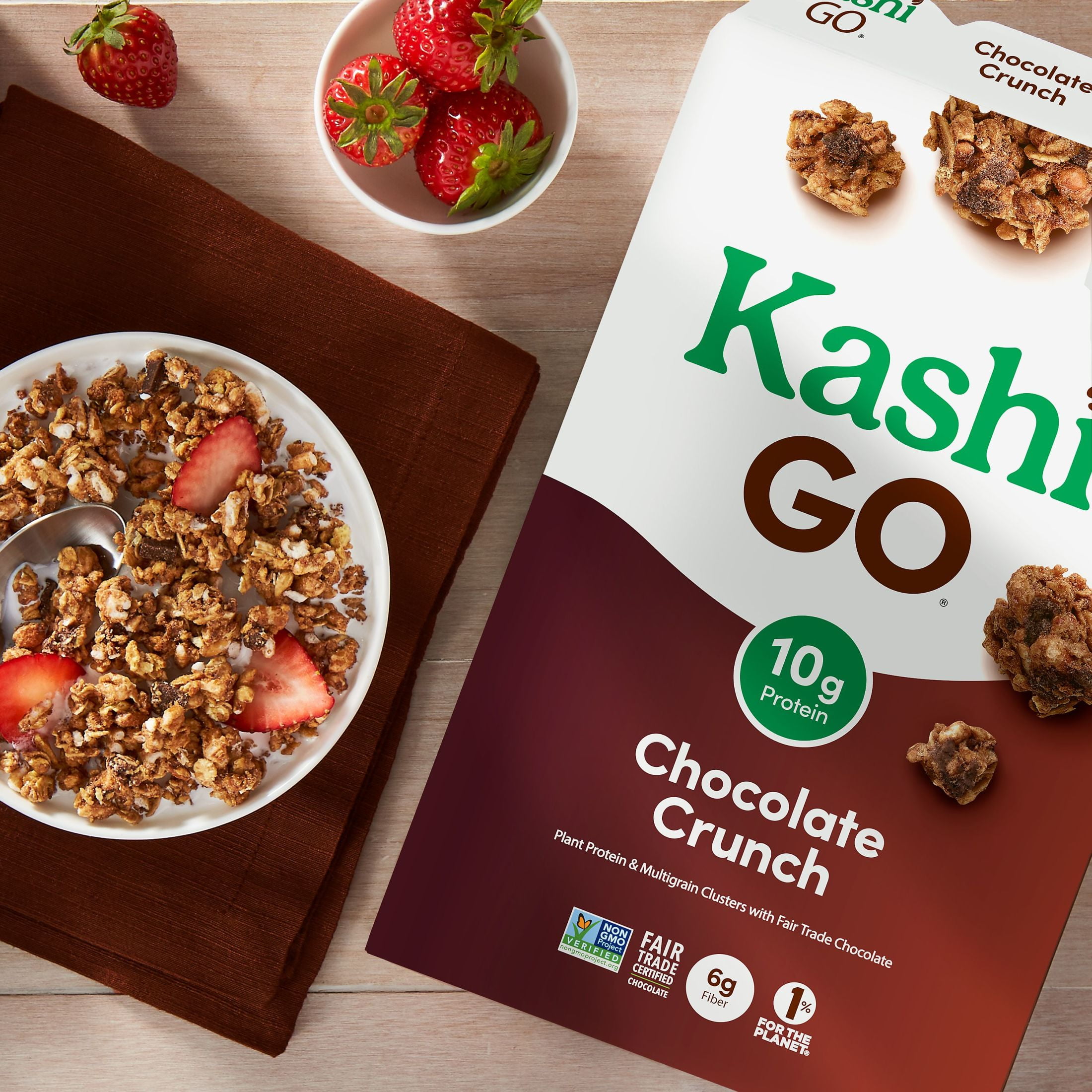 (3 pack) Kashi GO Breakfast Cereal, Vegan Protein, Fiber Cereal, Family Size, Chocolate Crunch, 19.9oz Box (1 Box)