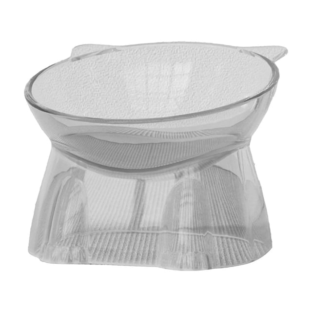 Clear Plastic Cat Food Bowl Large Capacity Pet Drinking Bowl Elevated Design Protects Neck Anti Tip Over Easy To Clean For Cats Clear Color
