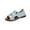 Light Blue, variant on BADHUB Women Leather Sandals Open Toe Hollow Out Falts Sandles with Button Comfortable Summer Slippers White 36