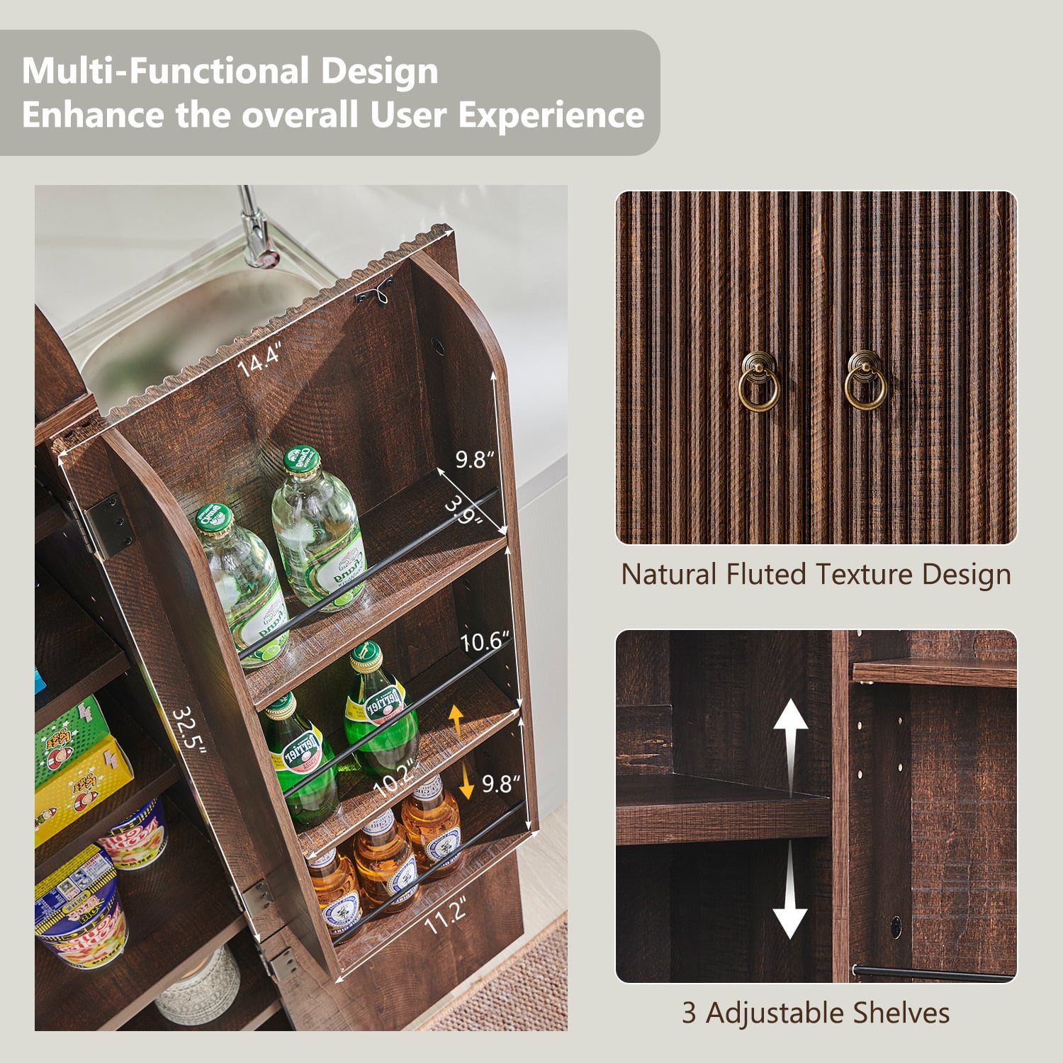 IFGET 71" Tall Arched Kitchen Pantry Storage Cabinet, Large Storage Cabinet with Adjustable Shelves, Pantry Cabinet for Kitchen, Dining Room