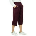 thumbnail image 4 of Bimba Women's Rayon Capri Culottes with Back Elastic Casual Summer Pants With Pockets Wine - Medium, 4 of 9