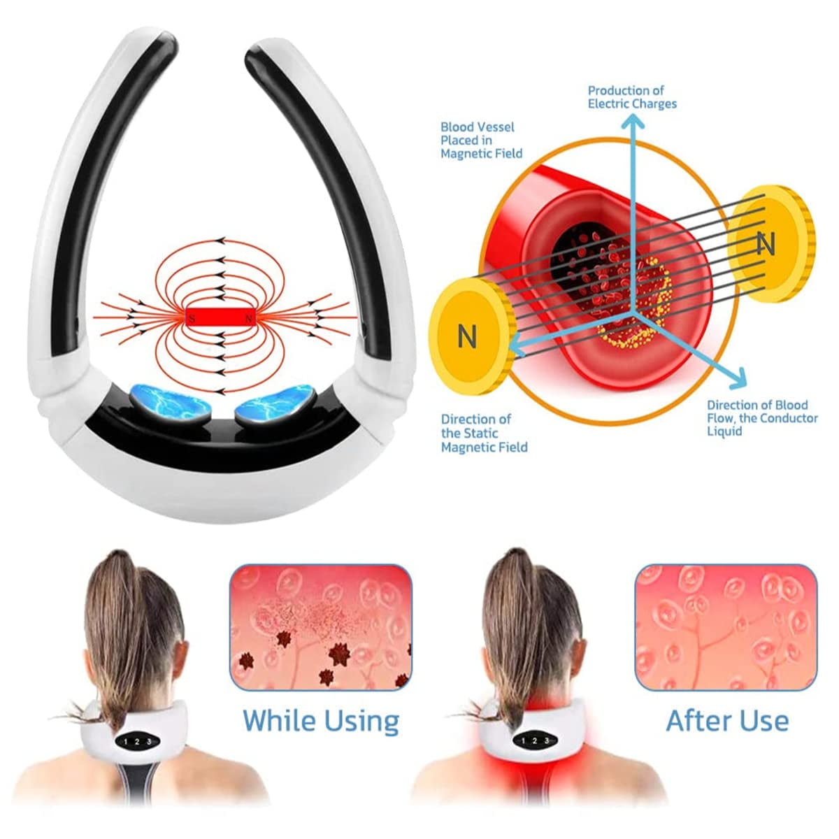 EMS Neck Massager EMS Neck Acupoints Lymphvity Massager Device 12 Massage  Modes 15 Intensities EMS Neck