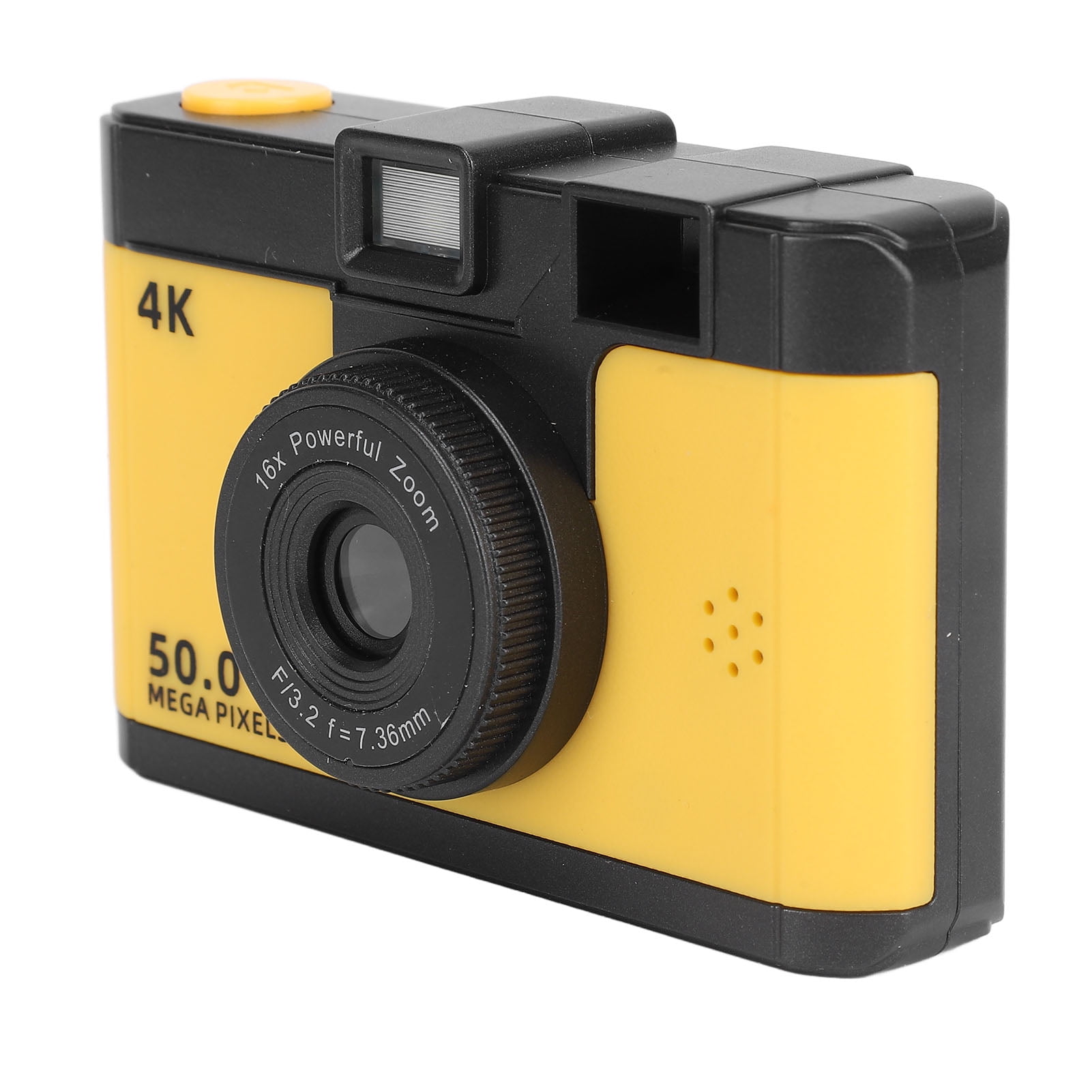 1080P HD 50MP Dual Lens Wireless Digital Zoom Compact Video Vlogging Camera with MP3 Games for Photography & Filming (2.4" / 6.1 cm IPS Screen, Yellow)