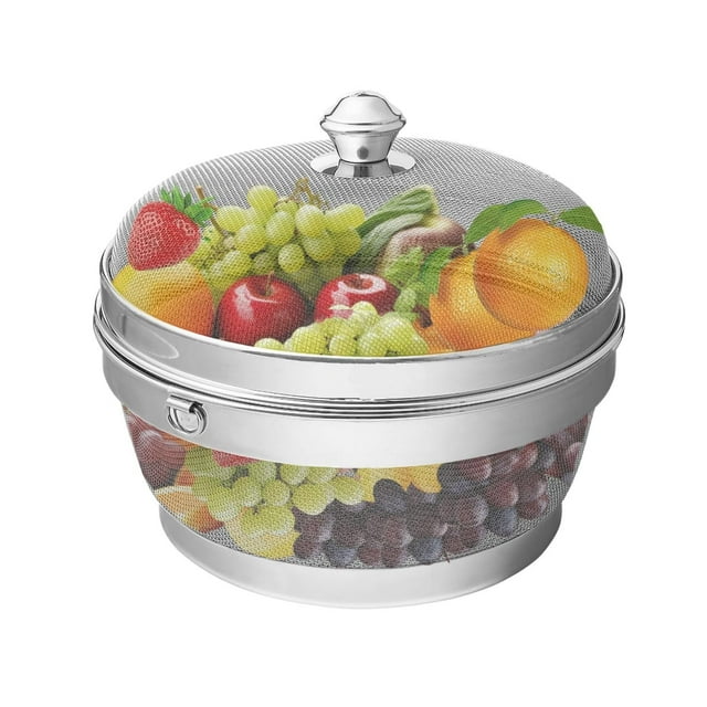 Stainless Steel Fruit & Vegetable Fridge Basket with Cover Lid, Net Basket with Cover by Dark Handicraft One.